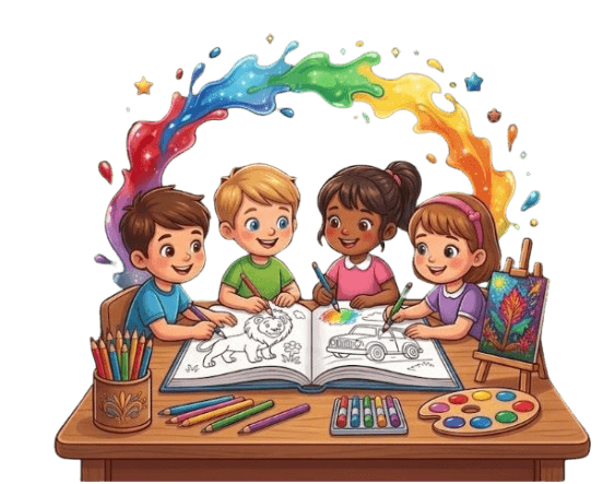 ילדים מציירים ומצבעים